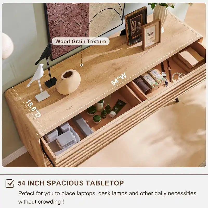 6-Drawer Wood Dresser with Fluted Front Panels