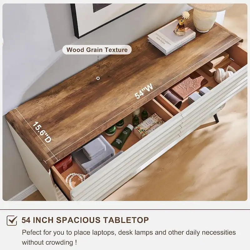6-Drawer Wood Dresser with Fluted Front Panels