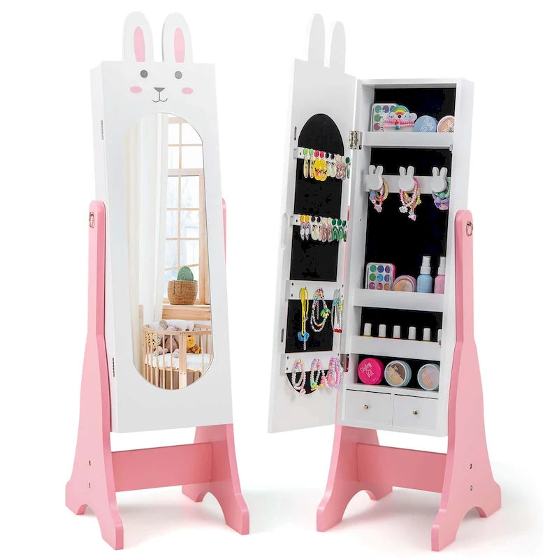 Kids Jewelry Cabinet with Full-Length Mirror