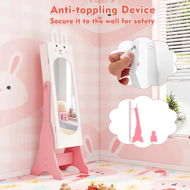 Kids Jewelry Cabinet with Full-Length Mirror