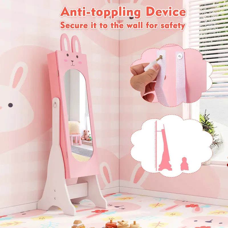 Kids Jewelry Cabinet with Full-Length Mirror
