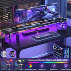 Bureau d’ordinateur de 55 pouces avec prises électriques et bande LED