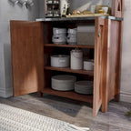 Rustic Walnut Wood Multi-Storage Hutch