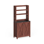 Rustic Walnut Wood Multi-Storage Hutch
