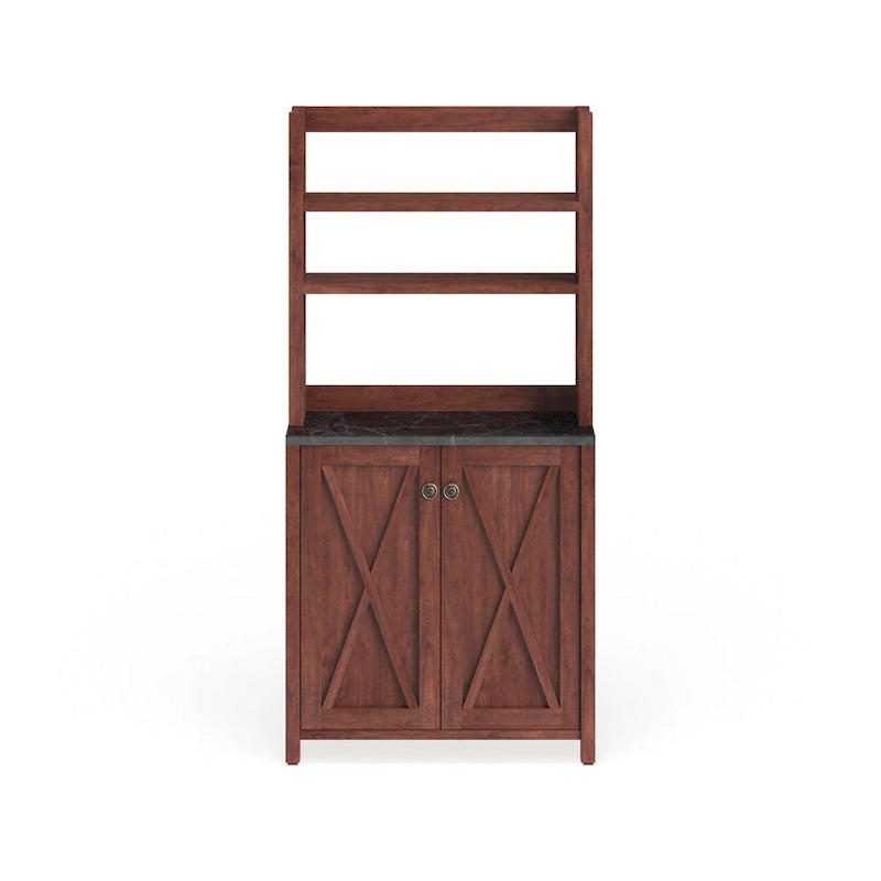 Rustic Walnut Wood Multi-Storage Hutch