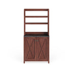 Rustic Walnut Wood Multi-Storage Hutch