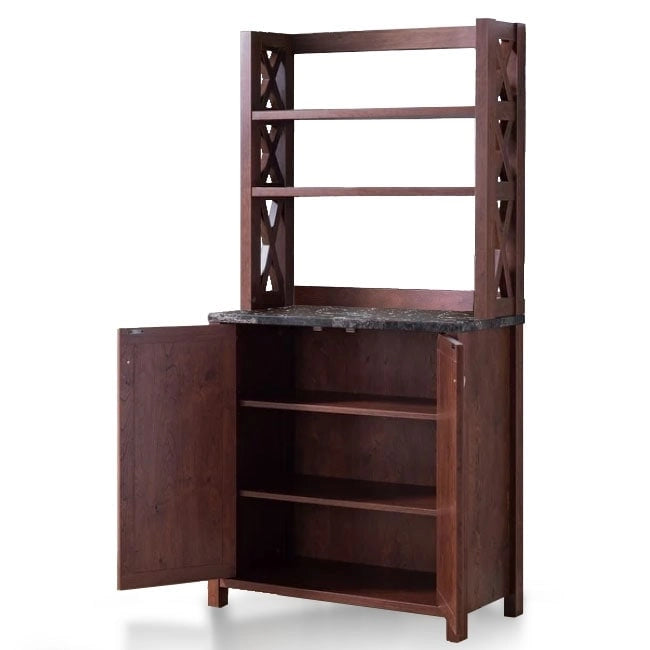 Rustic Walnut Wood Multi-Storage Hutch