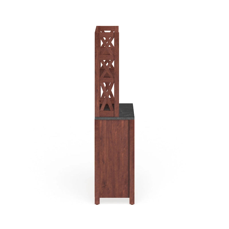 Rustic Walnut Wood Multi-Storage Hutch