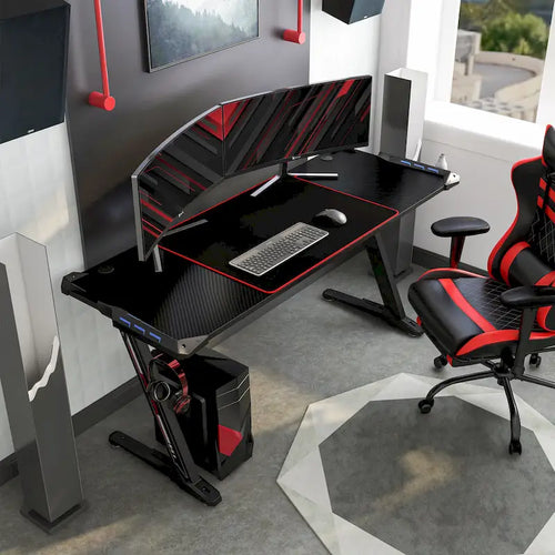 Hendrix Modern Black 67-inch Steel Computer Desk with USB by Furniture of America