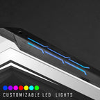 67-inch Black Steel Gaming Desk with LED Lights and USB Ports