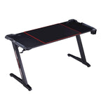 67-inch Black Steel Gaming Desk with LED Lights and USB Ports