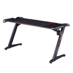 67-inch Black Steel Gaming Desk with LED Lights and USB Ports