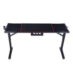67-inch Black Steel Gaming Desk with LED Lights and USB Ports