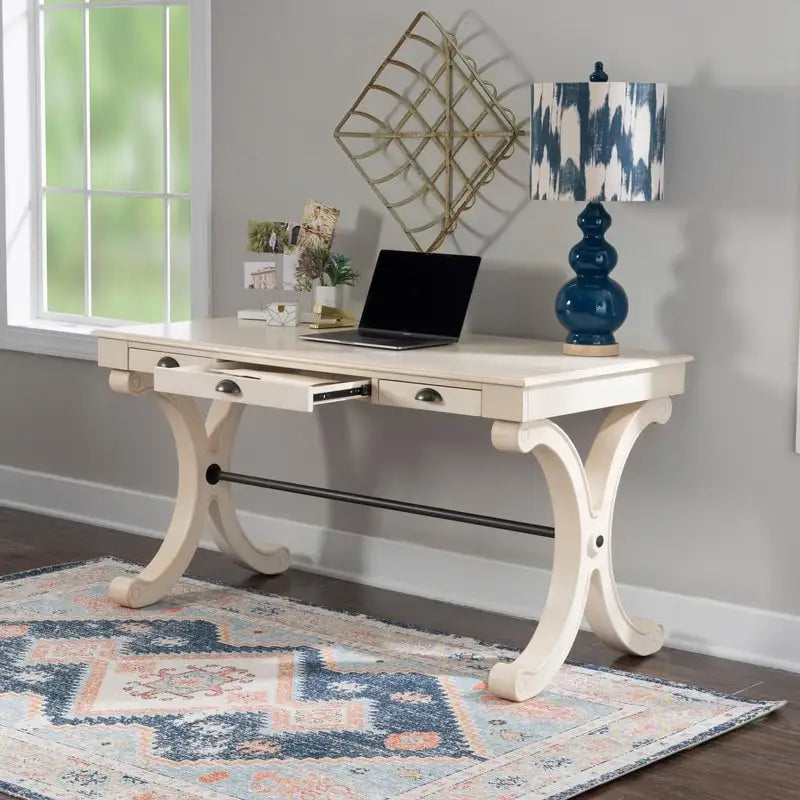 3-Drawer Writing Desk with X-Style Legs