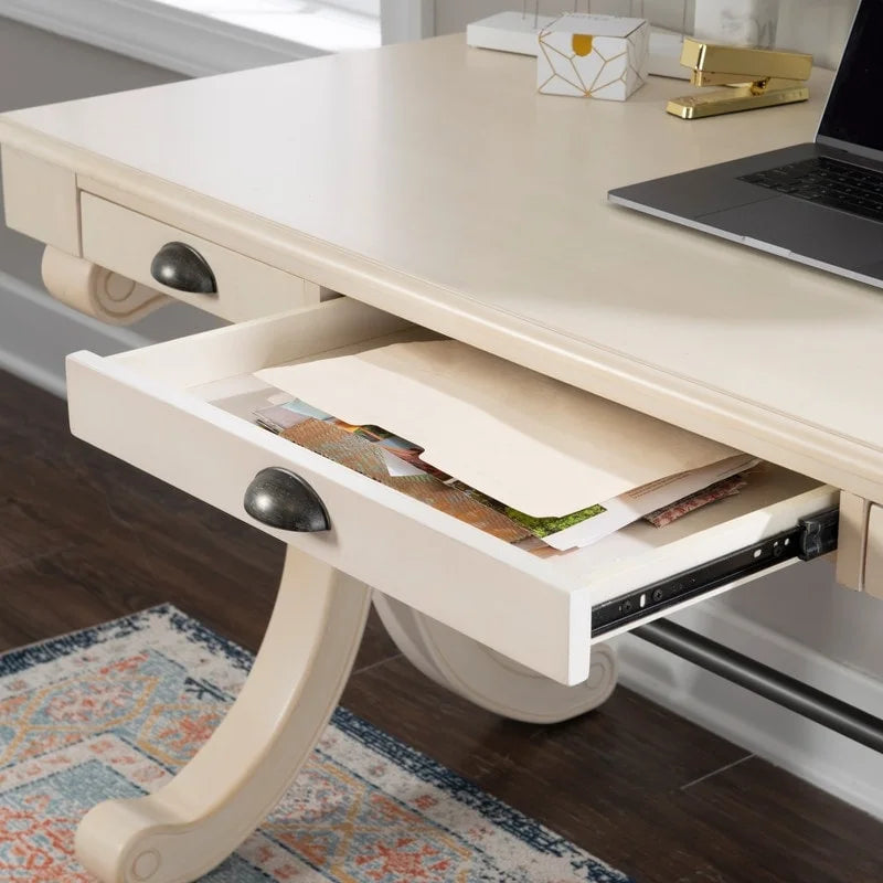 3-Drawer Writing Desk with X-Style Legs