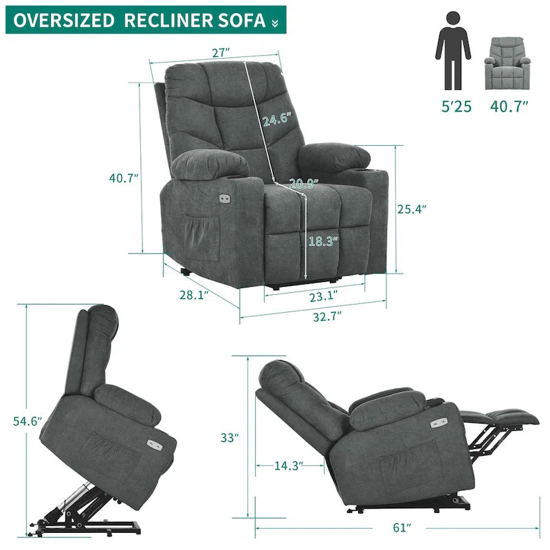 Power Lift Recliner with Massage and Heating