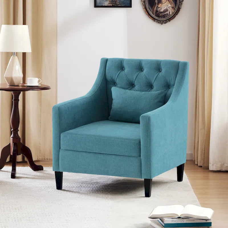 Upholstered Accent Armchair – Available in Blue, Dark Teal & Beige
