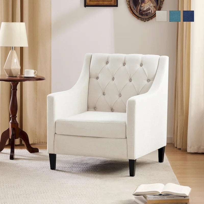 HUIMO Arm Chair Comfy Club Chair with Pillow Beige/ Dark Teal/ Blue