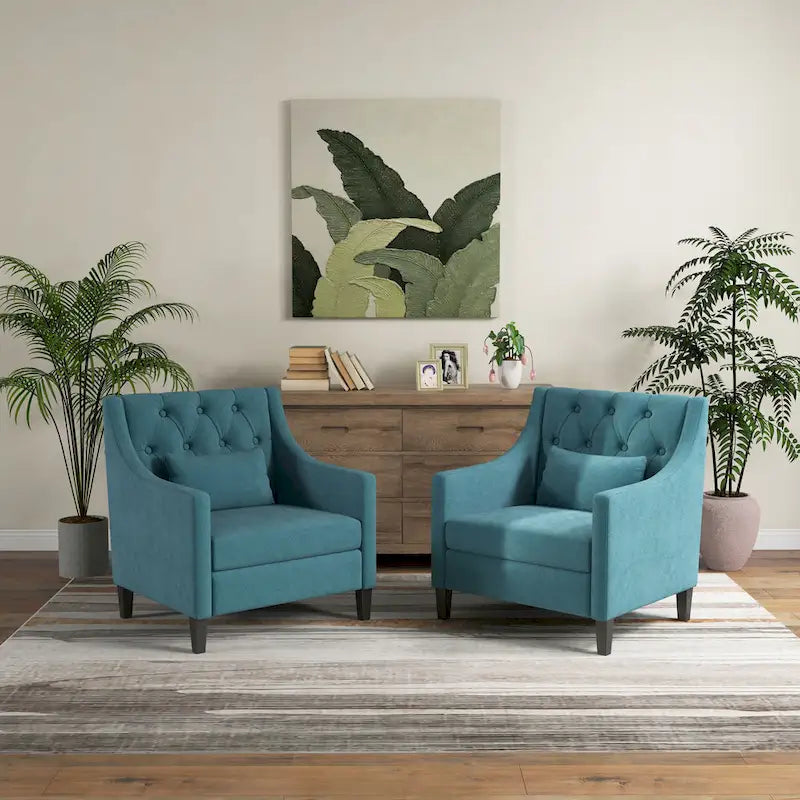 Upholstered Accent Armchair – Available in Blue, Dark Teal & Beige