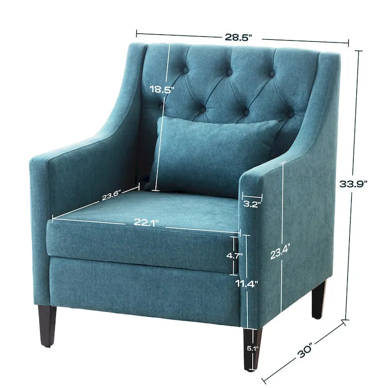 Upholstered Accent Armchair – Available in Blue, Dark Teal & Beige
