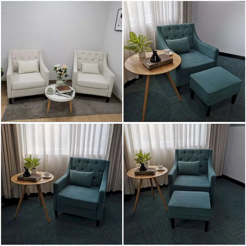 Upholstered Accent Armchair – Available in Blue, Dark Teal & Beige