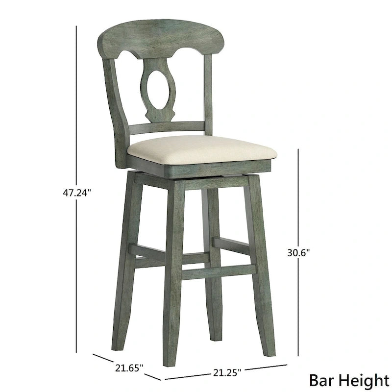 Napoleon Back Wood Swivel Chair – Counter & Bar Height