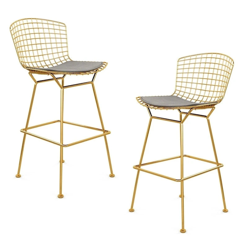Wire Frame Counter Stool with Cushion Seat