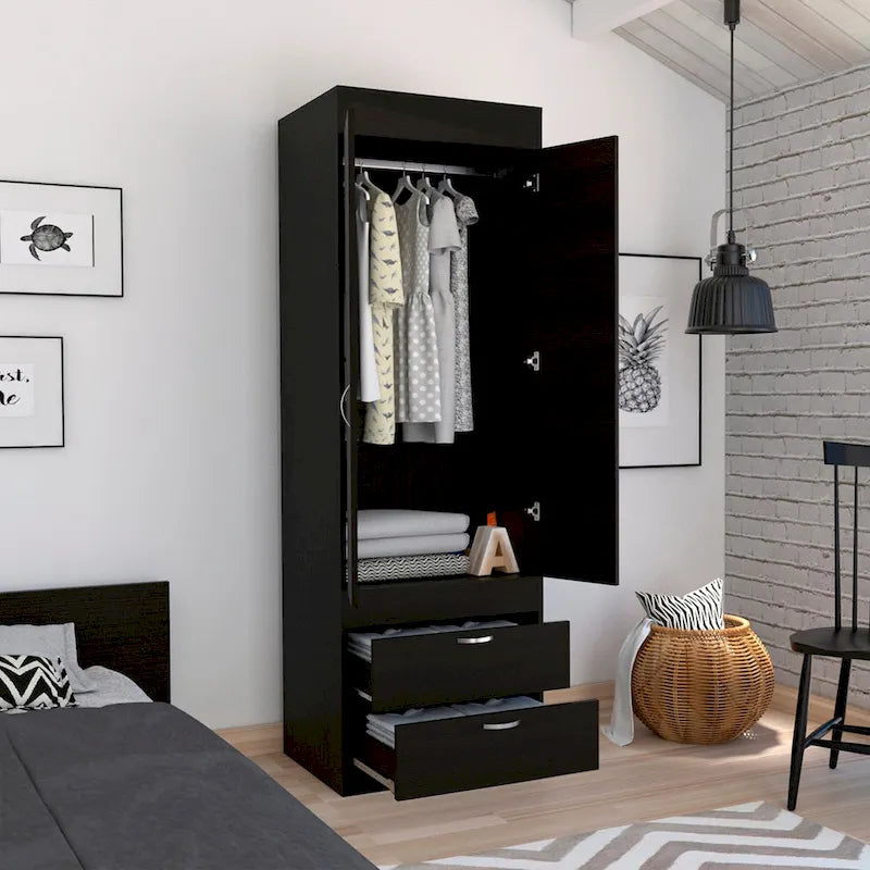 Lisboa Armoire with Double Doors, 2 Drawers and Hanging Rod