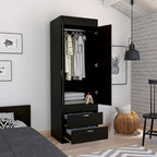 Lisboa Armoire with Double Doors, 2 Drawers and Hanging Rod