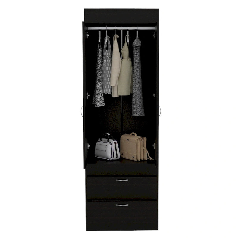 Lisboa Armoire with Double Doors, 2 Drawers and Hanging Rod