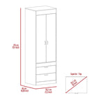 Lisboa Armoire with Double Doors, 2 Drawers and Hanging Rod