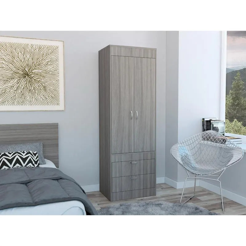 Lisboa Armoire with Double Doors, 2 Drawers and Hanging Rod