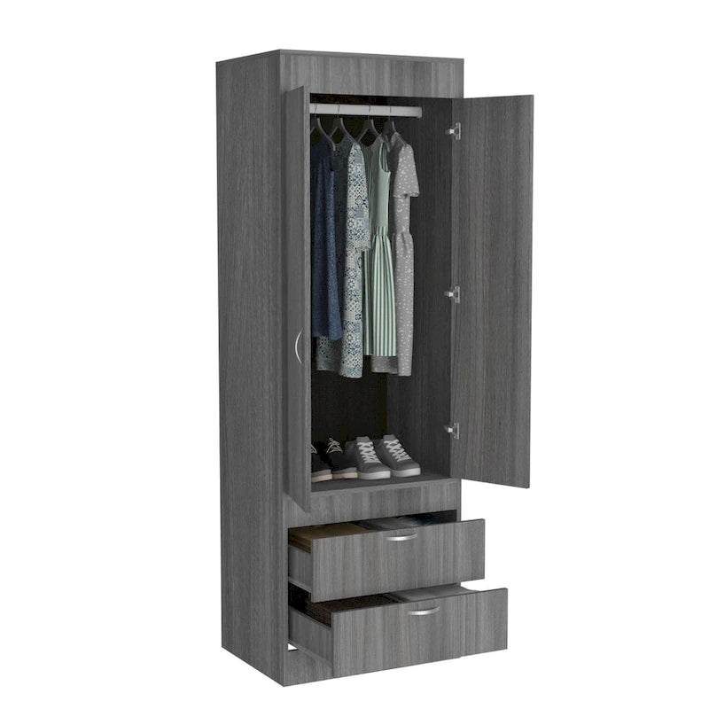 Lisboa Armoire with Double Doors, 2 Drawers and Hanging Rod