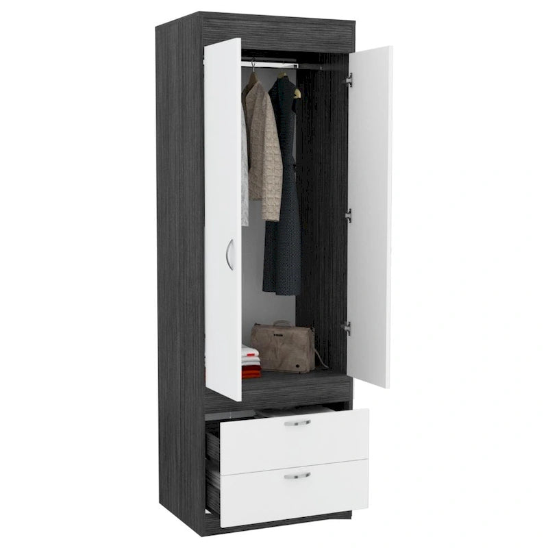 Lisboa Armoire with Double Doors, 2 Drawers and Hanging Rod