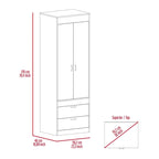 Lisboa Armoire with Double Doors, 2 Drawers and Hanging Rod
