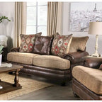 Dhirendra Traditional Brown Faux Leather Loveseat by Furniture of America