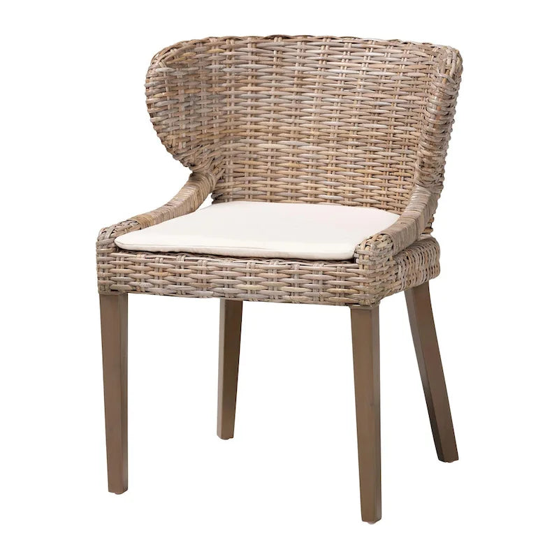 Bohemian Dining Chair – Natural Kubu Rattan & Mahogany Wood