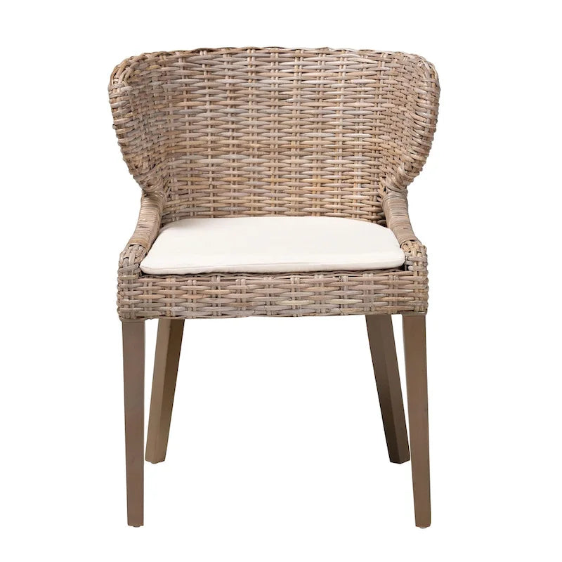Bohemian Dining Chair – Natural Kubu Rattan & Mahogany Wood