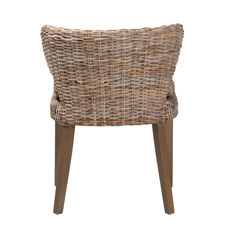 Bohemian Dining Chair – Natural Kubu Rattan & Mahogany Wood