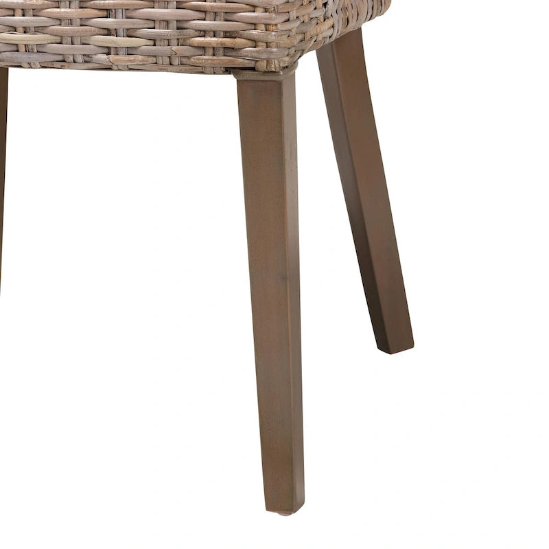 Bohemian Dining Chair – Natural Kubu Rattan & Mahogany Wood