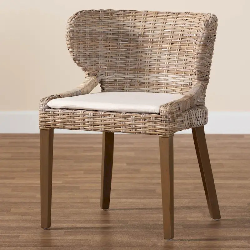 Bohemian Dining Chair – Natural Kubu Rattan & Mahogany Wood