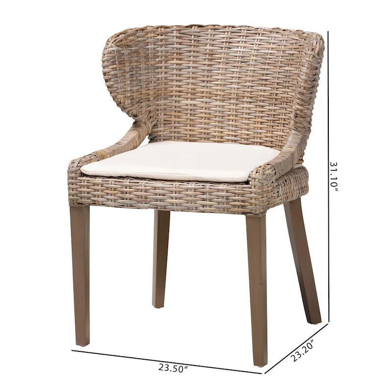 Bohemian Dining Chair – Natural Kubu Rattan & Mahogany Wood