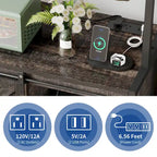 5-Tier Kitchen Bakers Rack with LED Light Strip, Sliding Cabinet Door, and Built-In Power Outlet