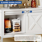 5-Tier Kitchen Bakers Rack with LED Light Strip, Sliding Cabinet Door, and Built-In Power Outlet