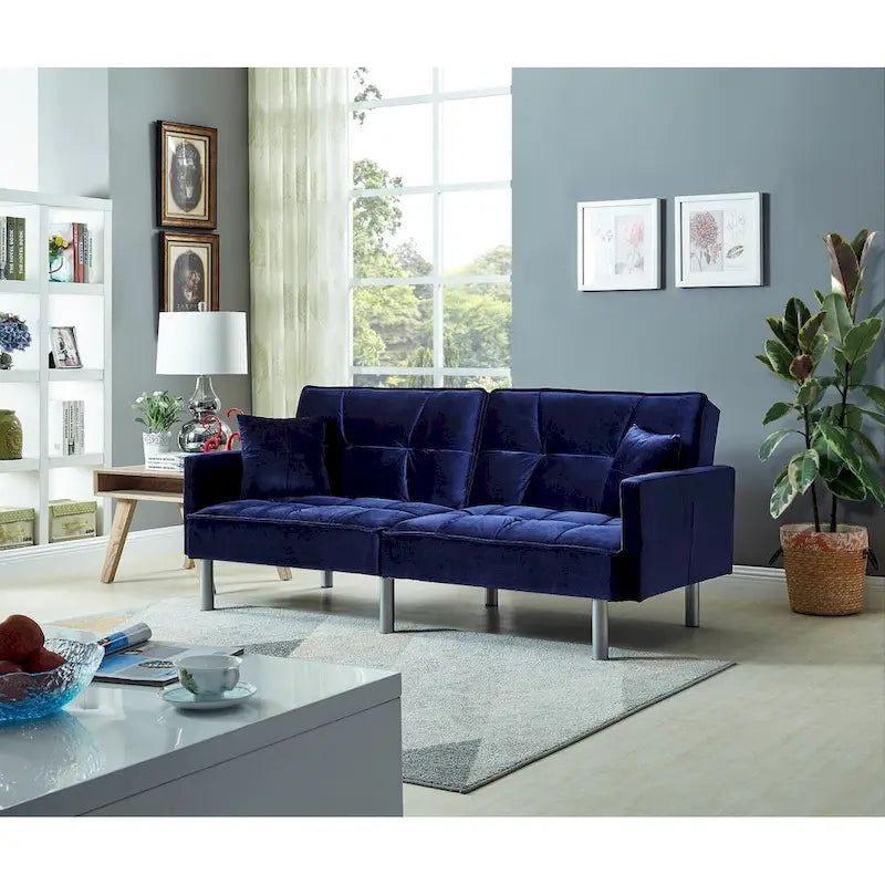 Velvet Mid-Century Sofa Sleeper
