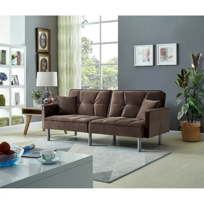 Velvet Mid-Century Sofa Sleeper