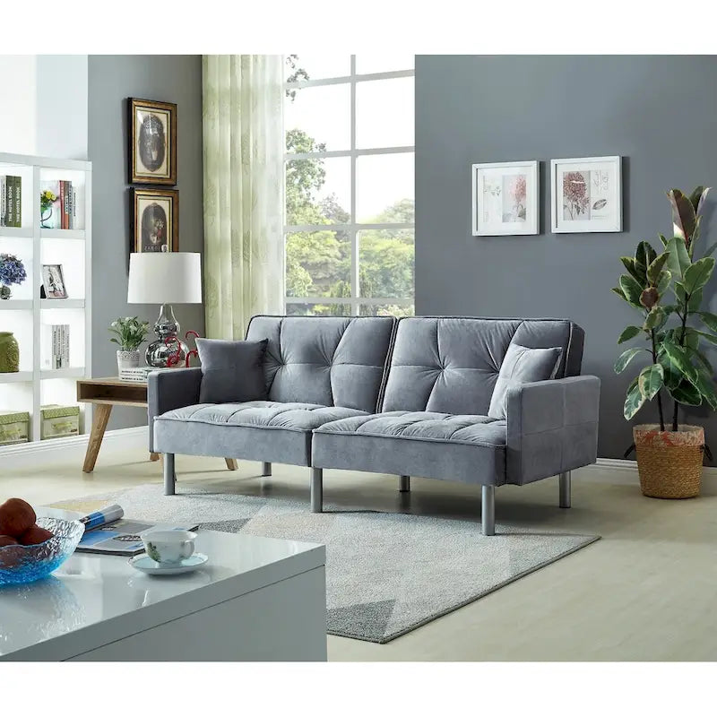 Velvet Mid-Century Sofa Sleeper
