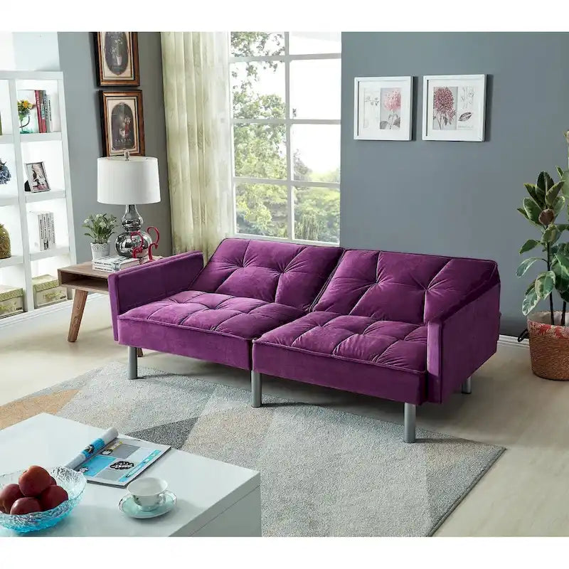 Velvet Mid-Century Sofa Sleeper