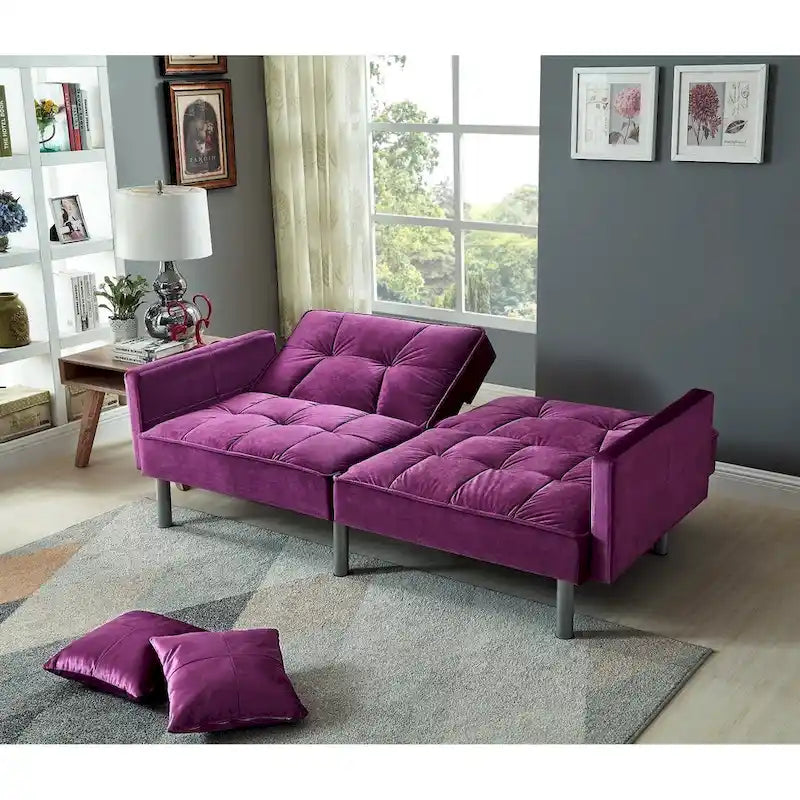 Velvet Mid-Century Sofa Sleeper