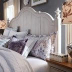 King Poster Headboard - Antique White with Chestnut Finish